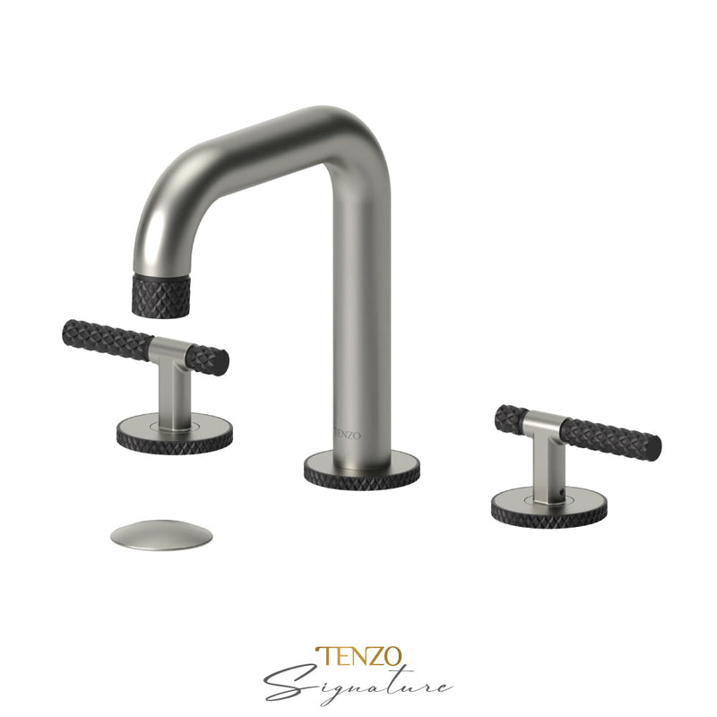 Tenzo Bellacio-C 8in Lavatory Faucet With (Overflow) Drain Brushed Nickel/Matte Black - BE13-C-P-BN-MB