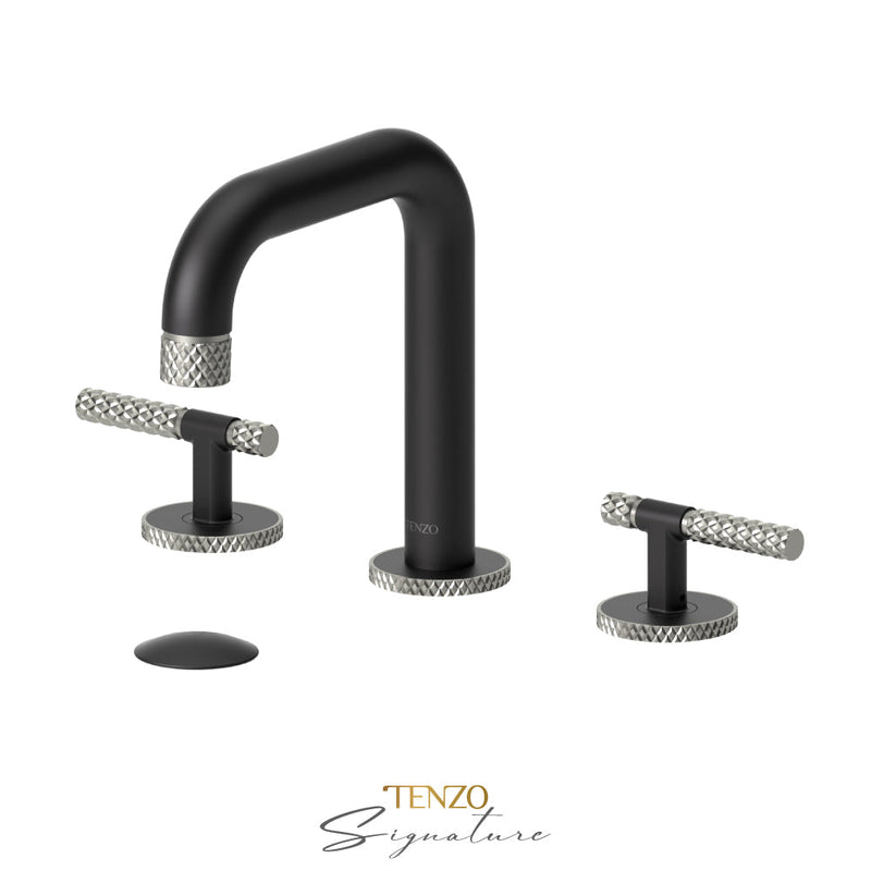 Tenzo Bellacio-C 8in Lavatory Faucet With (Overflow) Drain Matte Black/Brushed Nickel - BE13-C-P-MB-BN