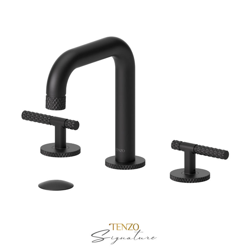 Tenzo Bellacio-C 8in Lavatory Faucet With (Overflow) Drain Matte Black - BE13-C-P-MB
