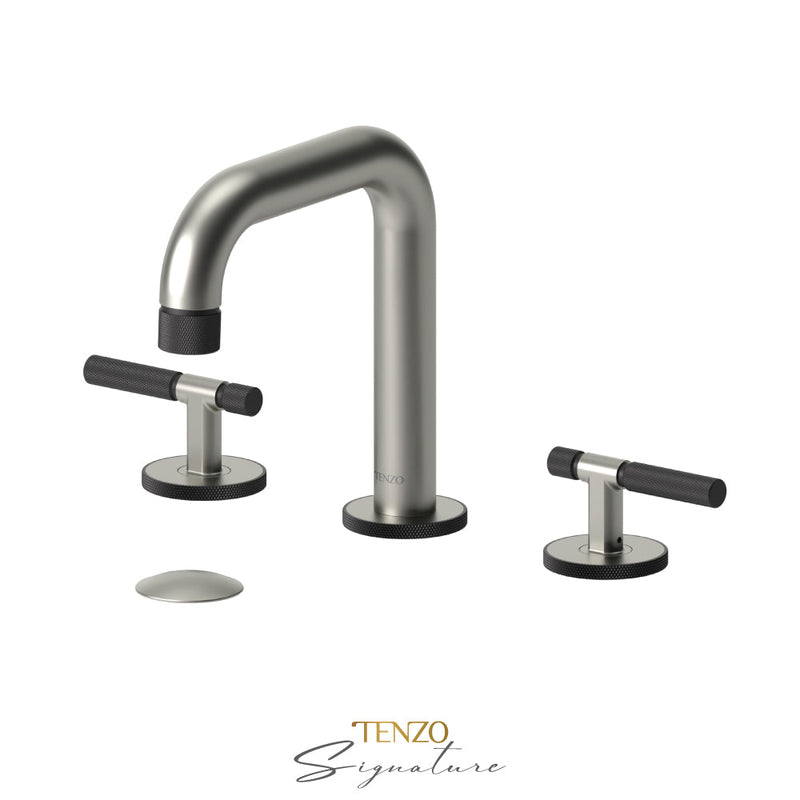 Tenzo Bellacio-F 8in Lavatory Faucet With (Overflow) Drain Brushed Nickel/Matte Black - BE13-F-P-BN-MB