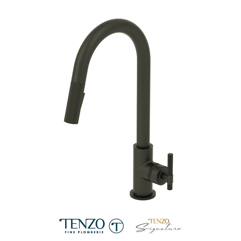 Tenzo Bellacio Single-Handle Kitchen Faucet With Pull-Down & 2-Function Hand Shower Matte Black - BE130-C-MB