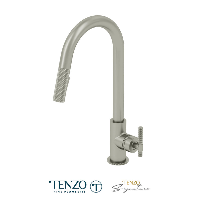 Tenzo Bellacio Single-Handle Kitchen Faucet With Pull-Down & 2-Function Hand Shower Stainless Steel - BE130-C-SS