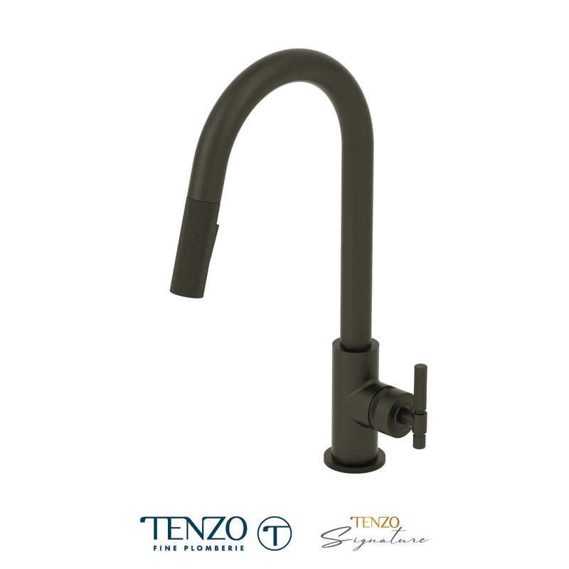Tenzo Bellacio Single-Handle Kitchen Faucet With Pull-Down & 2-Function Hand Shower Matte Black - BE130-F-MB