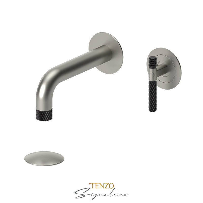 Tenzo Bellacio-C Wall Mount Lavatory Faucet With (Overflow) Drain Brushed Nickel/Matte Black - BE14-C-P-BN-MB