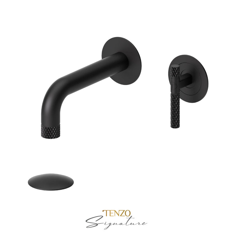Tenzo Bellacio-C Wall Mount Lavatory Faucet With (Overflow) Drain Matte Black - BE14-C-P-MB
