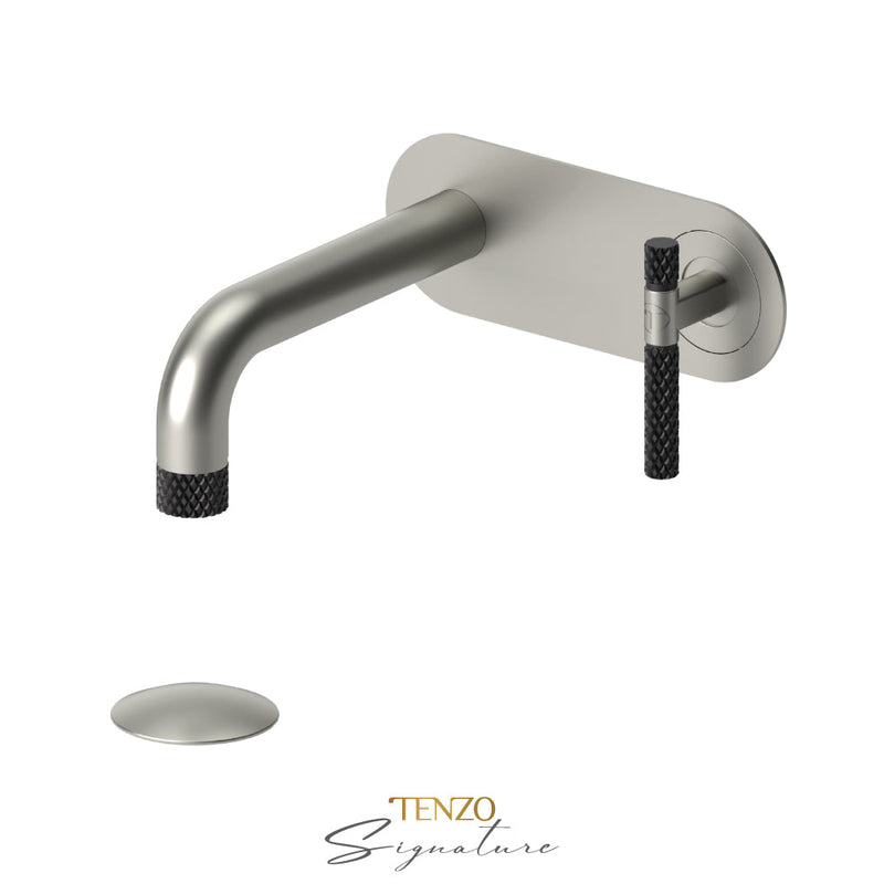 Tenzo Bellacio-C Wall Mount Lavatory Faucet With (Overflow) Drain Brushed Nickel/Matte Black - BE15-C-P-BN-MB