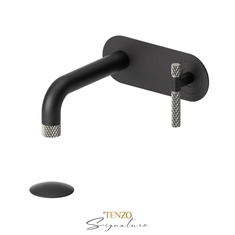 Tenzo Bellacio-C Wall Mount Lavatory Faucet With (Overflow) Drain Matte Black/Brushed Nickel - BE15-C-P-MB-BN
