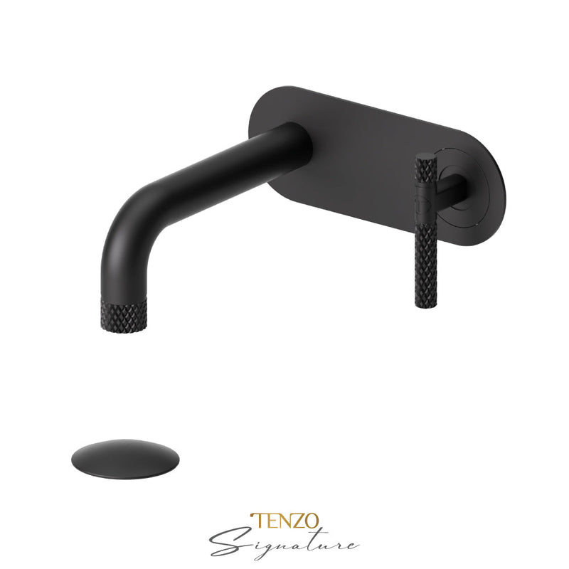Tenzo Bellacio-C Wall Mount Lavatory Faucet With (Overflow) Drain Matte Black - BE15-C-P-MB