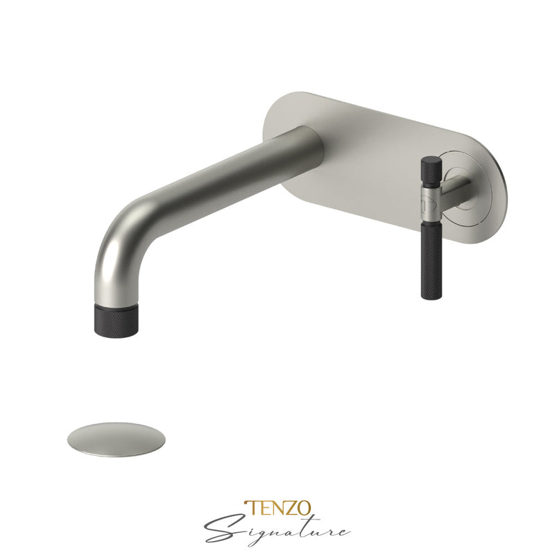 Tenzo Bellacio-F Wall Mount Lavatory Faucet With (Overflow) Drain Brushed Nickel/Matte Black - BE15-F-P-BN-MB