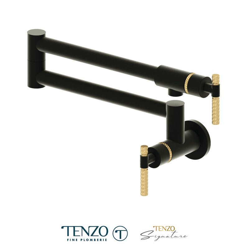 Tenzo Bellacio Pot Filler Faucet Matte Black / Brushed Gold - BE160-C-MB-BG