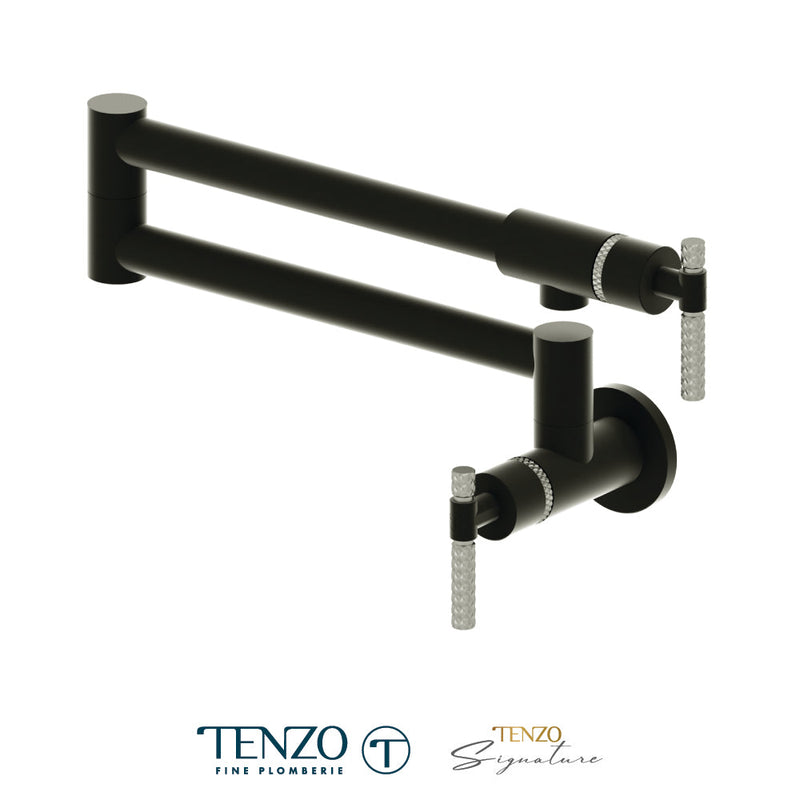 Tenzo Bellacio Pot Filler Faucet Matte Black / Stainless Steel - BE160-C-MB-SS