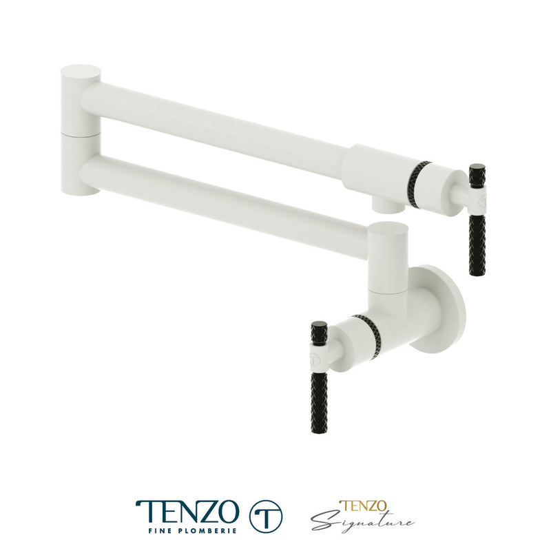Tenzo Bellacio Pot Filler Faucet Matte White / Matte Black - BE160-C-MW-MB