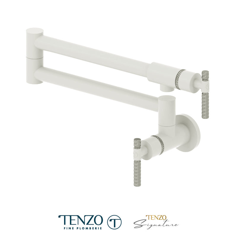 Tenzo Bellacio Pot Filler Faucet Matte White / Stainless Steel - BE160-C-MW-SS