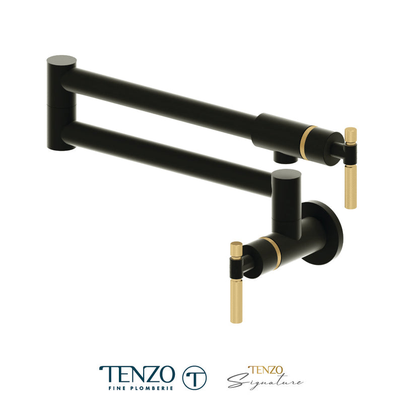 Tenzo Bellacio Pot Filler Faucet Matte Black / Brushed Gold - BE160-F-MB-BG