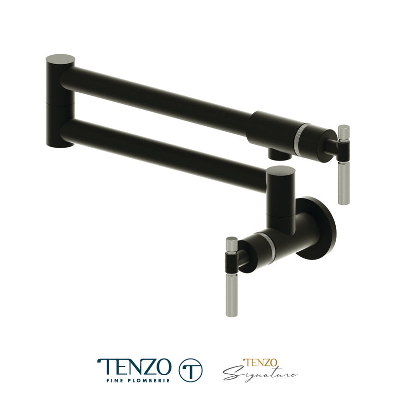 Tenzo Bellacio Pot Filler Faucet Matte Black / Stainless Steel - BE160-F-MB-SS