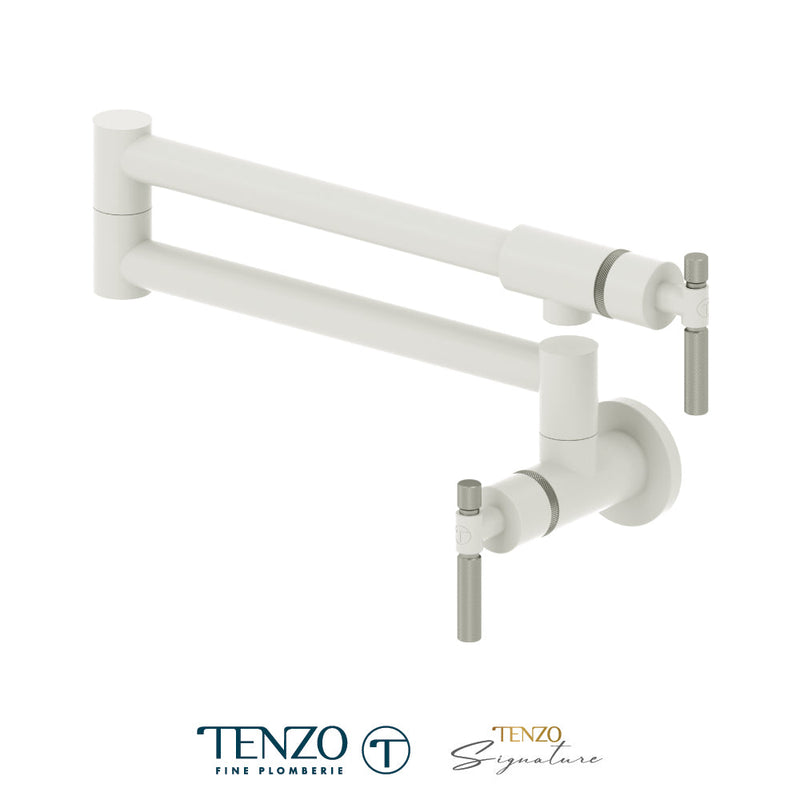 Tenzo Bellacio Pot Filler Faucet Matte White / Stainless Steel - BE160-F-MW-SS