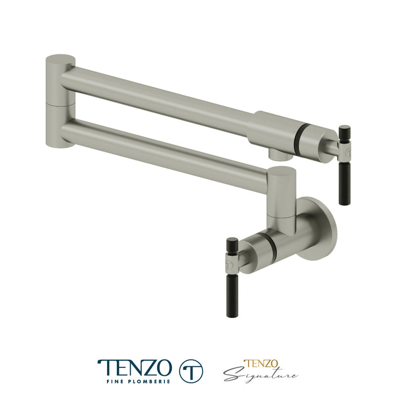 Tenzo Bellacio Pot Filler Faucet Stainless Steel / Matte Black - BE160-F-SS-MB