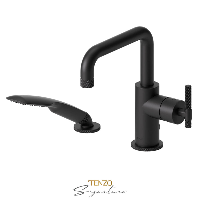 Tenzo Bellacio-C Deck Mount 2 Pcs Tub Filler Matte Black - BE31-C-PB-MB