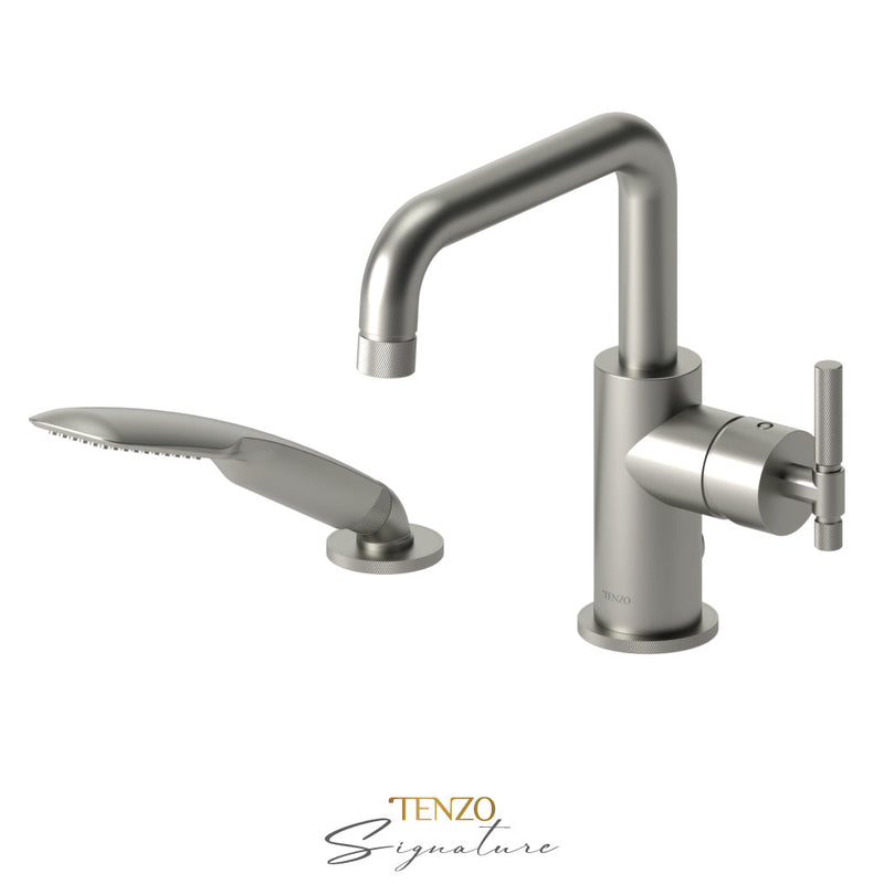 Tenzo Bellacio-F Deck Mount 2 Pcs Tub Filler Brushed Nickel - BE31-F-PB-BN