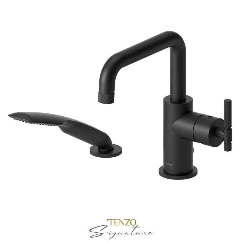 Tenzo Bellacio-F Deck Mount 2 Pcs Tub Filler Matte Black - BE31-F-PB-MB