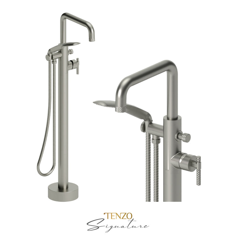 Tenzo Bellacio-C Floor Mount Tub Filler Brushed Nickel - BE52-C-BN