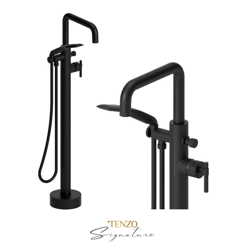 Tenzo Bellacio-C Floor Mount Tub Filler Matte Black - BE52-C-MB