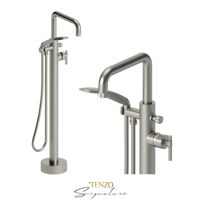 Tenzo Bellacio-F Floor Mount Tub Filler Brushed Nickel - BE52-F-BN