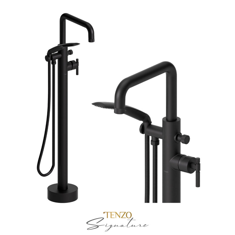 Tenzo Bellacio-F Floor Mount Tub Filler Matte Black - BE52-F-MB