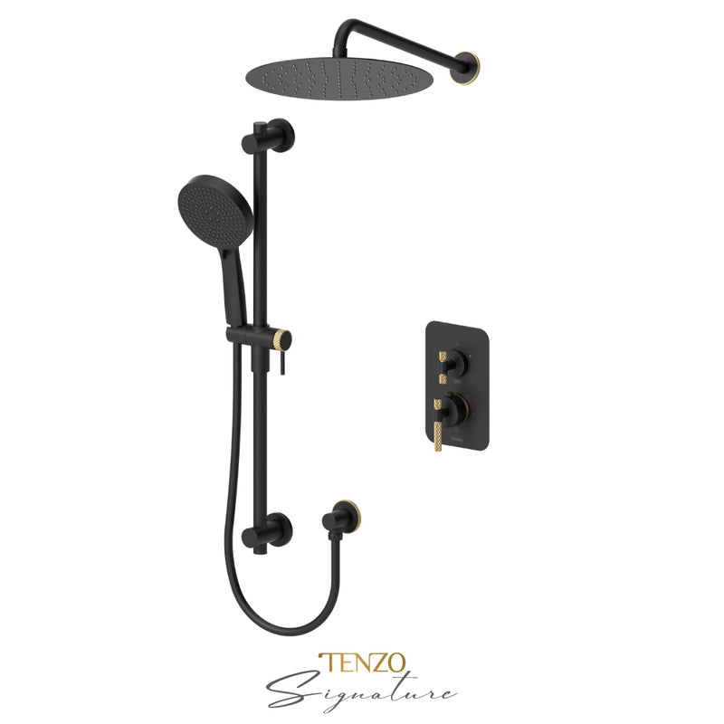 Tenzo Bellacio-C T-Box Kit 2 Fcts Pres Bal Matte Black / Brushed Gold - BEPB32-20112-C-MB-BG
