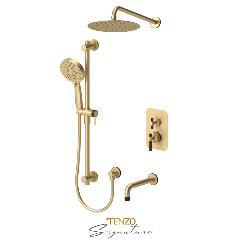 Tenzo Bellacio-C T-Box Kit 3 Fcts Pres Bal Brushed Gold / Matte Black - BEPB33-501115-C-BG-MB