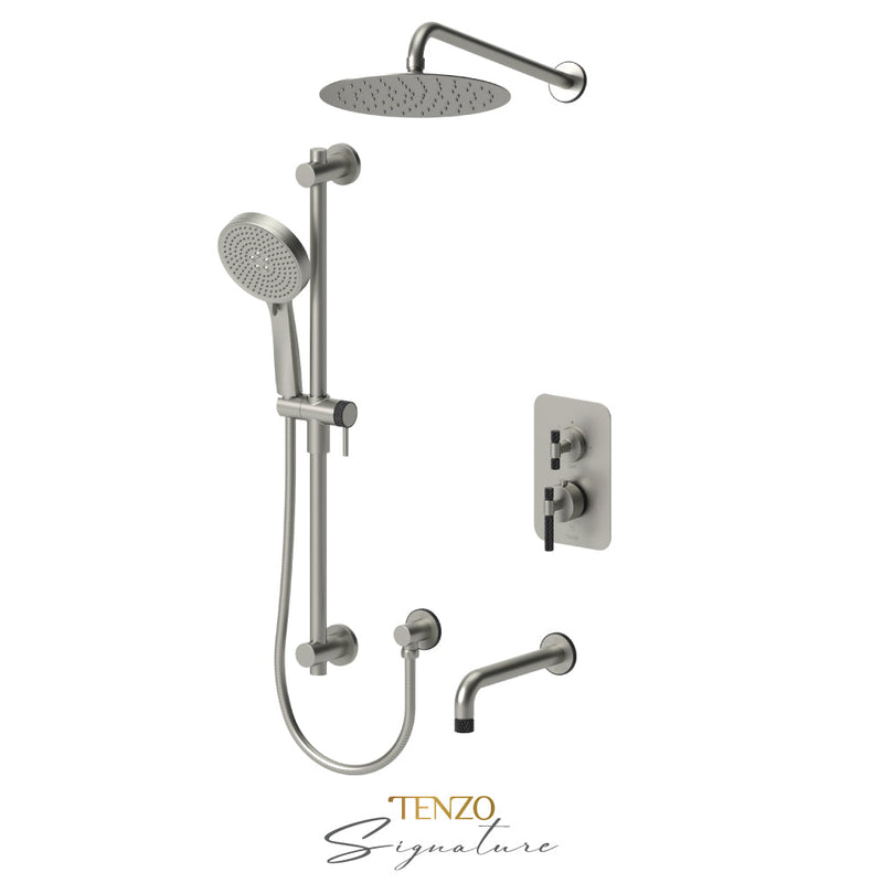 Tenzo Bellacio-C T-Box Kit 3 Fcts Pres Bal Brushed Nickel / Matte Black - BEPB33-501115-C-BN-MB