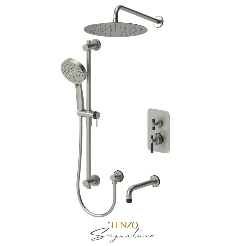 Tenzo Bellacio-F T-Box Kit 3 Fcts Pres Bal Brushed Nickel/Matte Black - BET33-501125-F-BN-MB