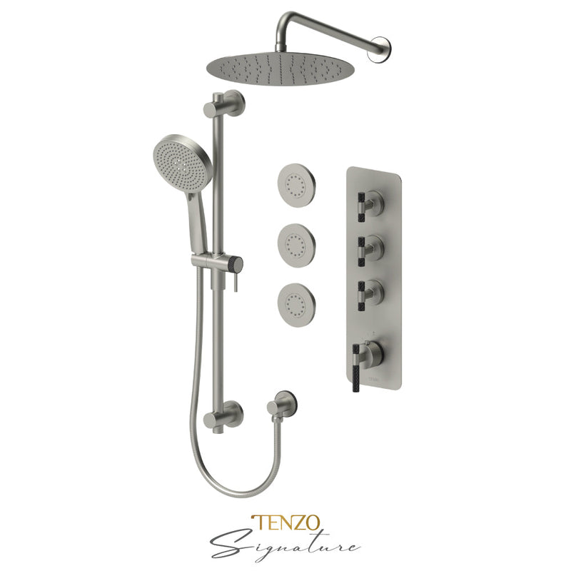 Tenzo Bellacio-C Extenza Kit 3 Fcts Thermo Brushed Nickel/Matte Black - BET43-571112-C-BN-MB