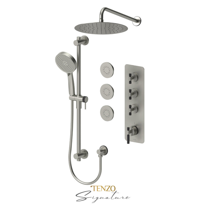 Tenzo Bellacio-F Extenza Kit 3 Fcts Thermo Brushed Nickel/Matte Black - BET43-571112-F-BN-MB