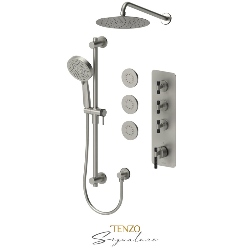 Tenzo Bellacio-C Extenza Kit 3 Fcts Thermo Brushed Nickel / Matte Black - BET43-571168-C-BN-MB