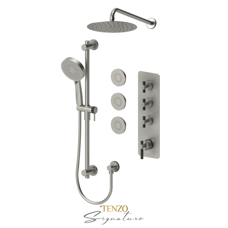 Tenzo Bellacio-F Extenza Kit 3 Fcts Thermo Brushed Nickel / Matte Black - BET43-571168-F-BN-MB