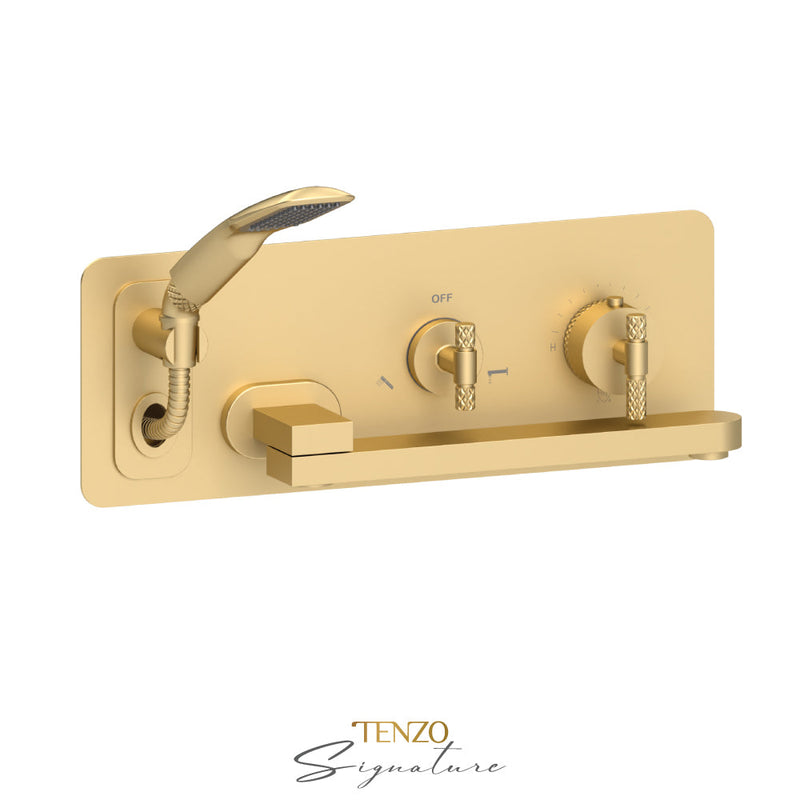 Tenzo Bellacio-C Wall Mount Tub Faucet With Swivel Spout Brushed Gold - BET74-C-BG