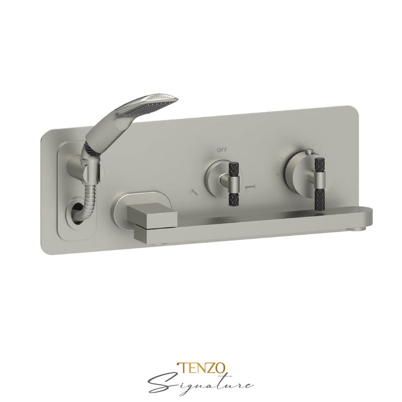 Tenzo Bellacio-C Wall Mount Tub Faucet With Swivel Spout Brushed Nickel/Matte Black - BET74-C-BN-MB