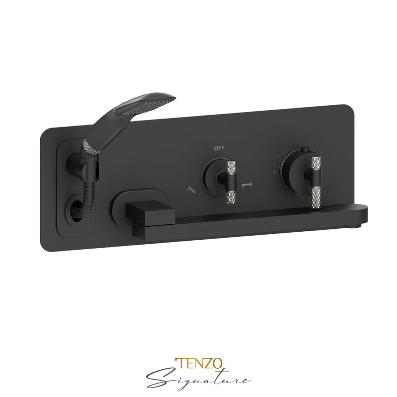 Tenzo Bellacio-C Wall Mount Tub Faucet With Swivel Spout Matte Black/Brushed Nickel - BET74-C-MB-BN