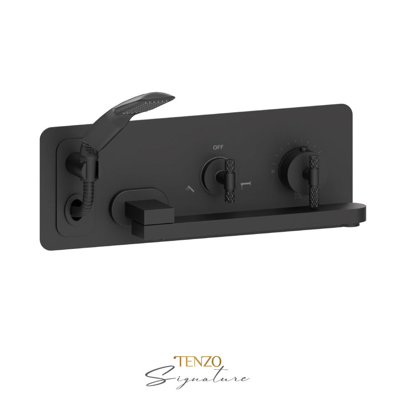 Tenzo Bellacio-C Wall Mount Tub Faucet With Swivel Spout Matte Black - BET74-C-MB