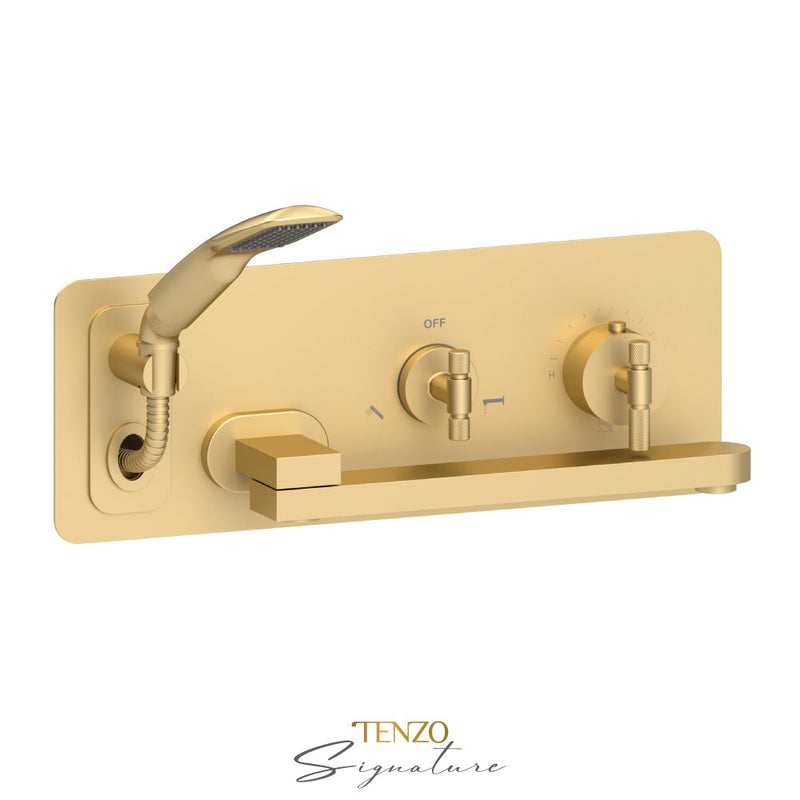 Tenzo Bellacio-F Wall Mount Tub Faucet With Swivel Spout Brushed Gold - BET74-F-BG