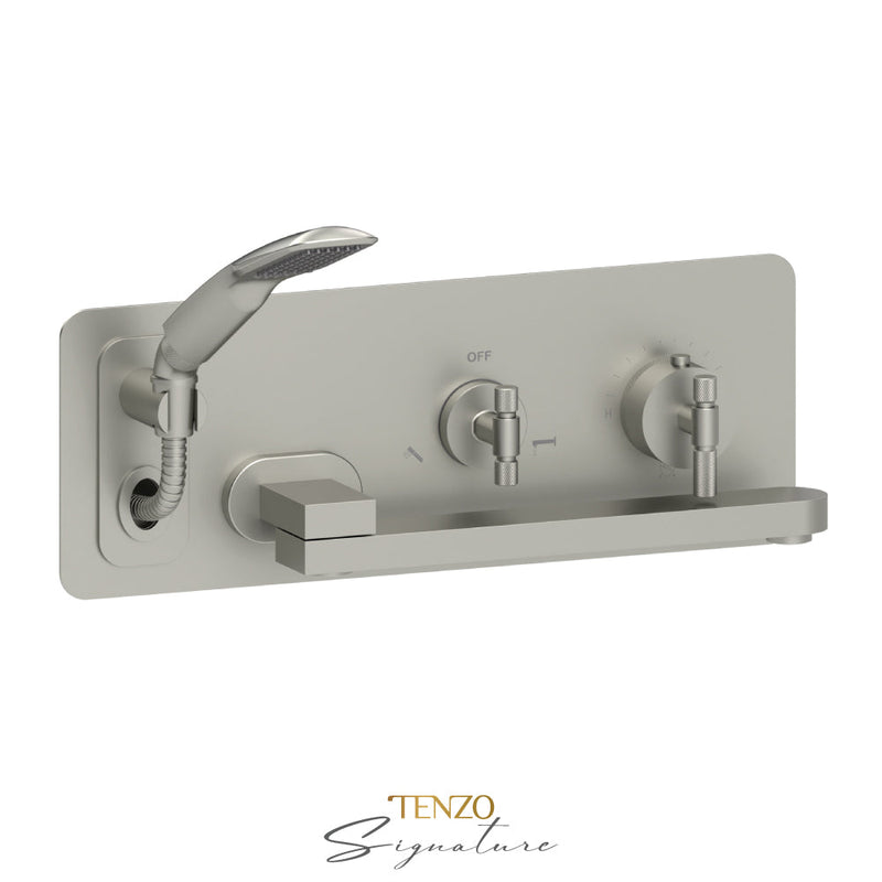 Tenzo Bellacio-F Wall Mount Tub Faucet With Swivel Spout Brushed Nickel - BET74-F-BN