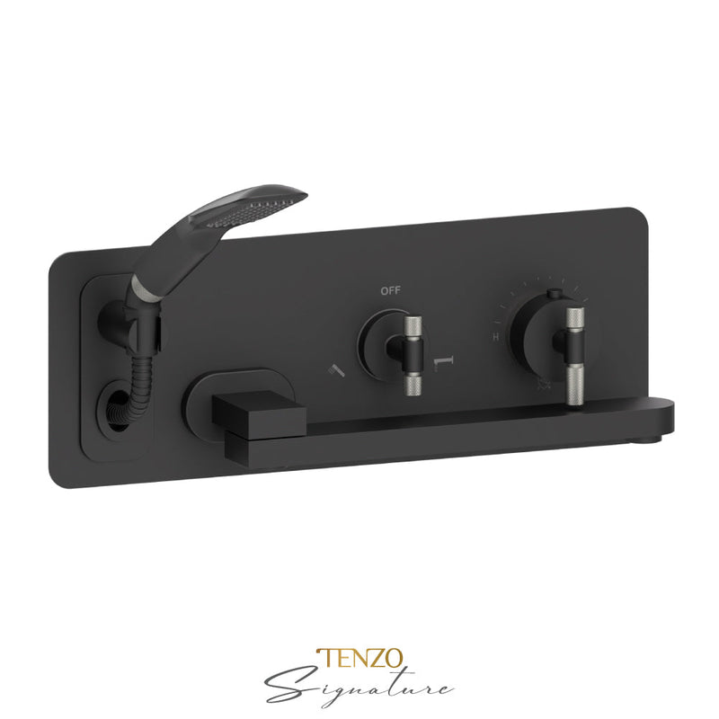 Tenzo Bellacio-F Wall Mount Tub Faucet With Swivel Spout Matte Black/Brushed Nickel - BET74-F-MB-BN