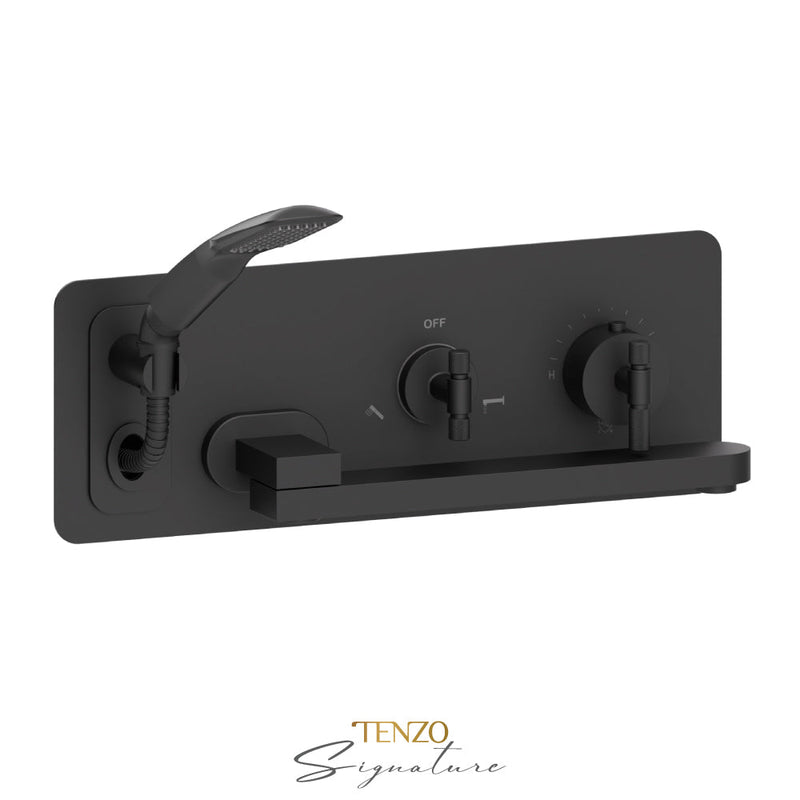 Tenzo Bellacio-F Wall Mount Tub Faucet With Swivel Spout Matte Black - BET74-F-MB