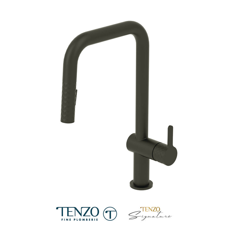 Tenzo Calozy Single-Handle Kitchen Faucet With Pull-Down & 2-Function Hand Shower Matte Black - CA131-MB