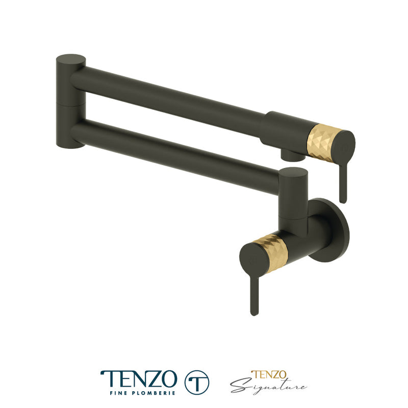 Tenzo Calozy Pot Filler Faucet Matte Black / Brushed Gold - CA160-MB-BG