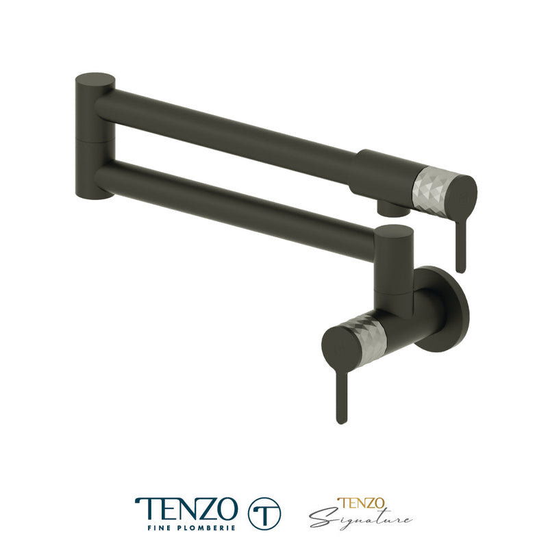 Tenzo Calozy Pot Filler Faucet Matte Black / Stainless Steel - CA160-MB-SS