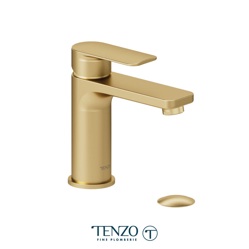 Tenzo Delano Single Hole Lavatory Faucet Brushed Gold With (W/O Overflow) Drain - DE11-W-BG