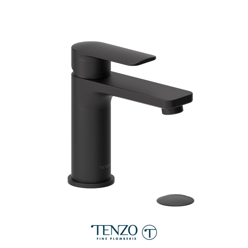 Tenzo Delano Single Hole Lavatory Faucet Matte Black With (W/O Overflow) Drain - DE11-W-MB