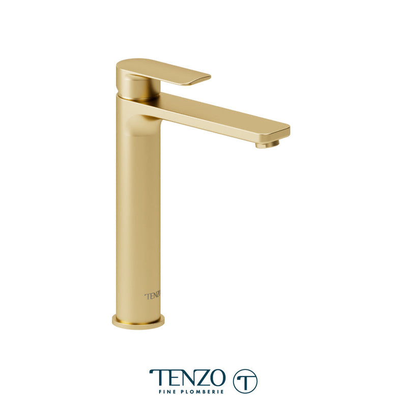 Tenzo Delano Single Hole Tall Lavatory Faucet Brushed Gold - DE12H-BG